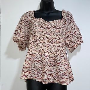 NWT Old Navy Smocked Tee Shirt | Maroon | L